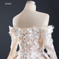 Jancember RSM67072 long sleeve off shoulder lace applique wedding dress